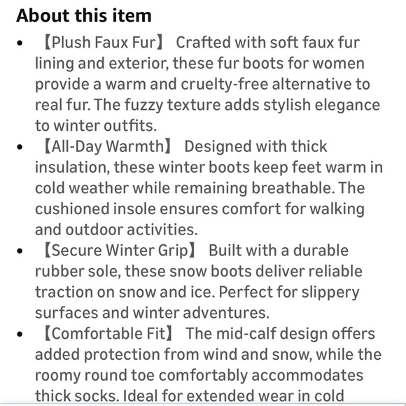 Amazon Black Furry Women's Boots - Picture 4 of 4